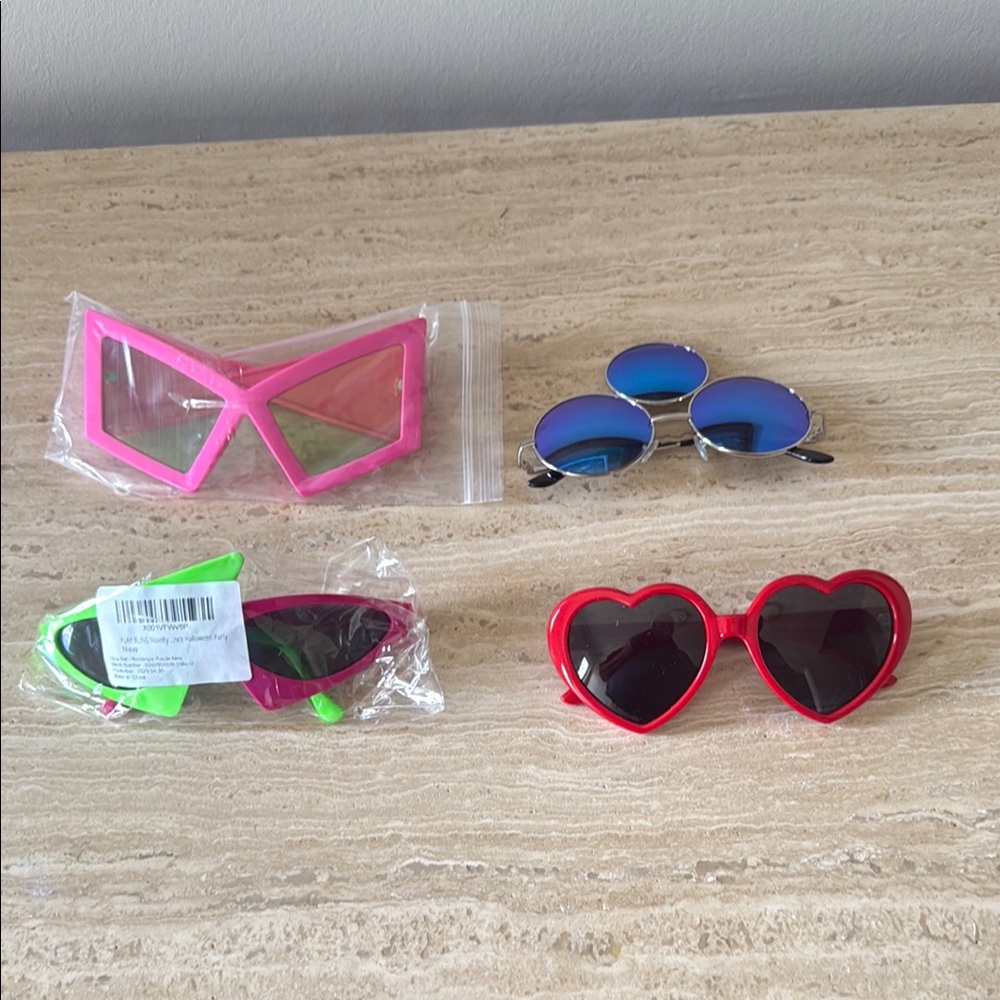 Trendy Sunglasses Set - Pink, Red, Green, Blue you get 4 pair of glasses !